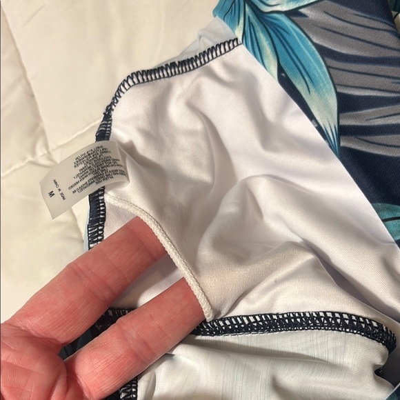 RashGaurd Long Sleeve One Piece Swimsuit Floral Blue Teal - Picture 12 of 16